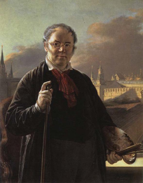 Vasily Tropinin Self-Portrait by a Window with a View on the Kremlin Germany oil painting art